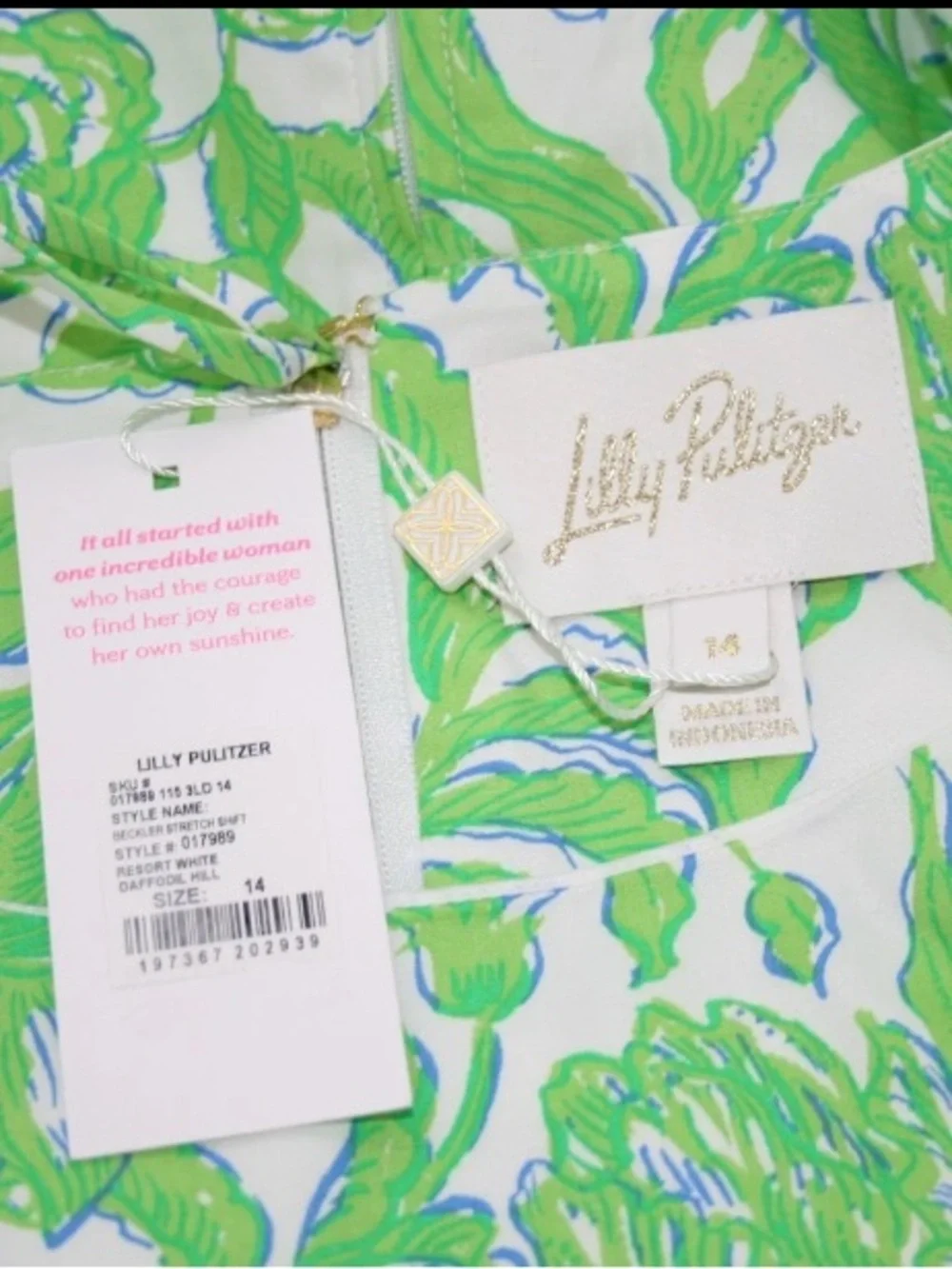 Lilly Pulitzer NWT Beckler Shift Dress Resprt White Daffodil Hill - Picture 10 of 11